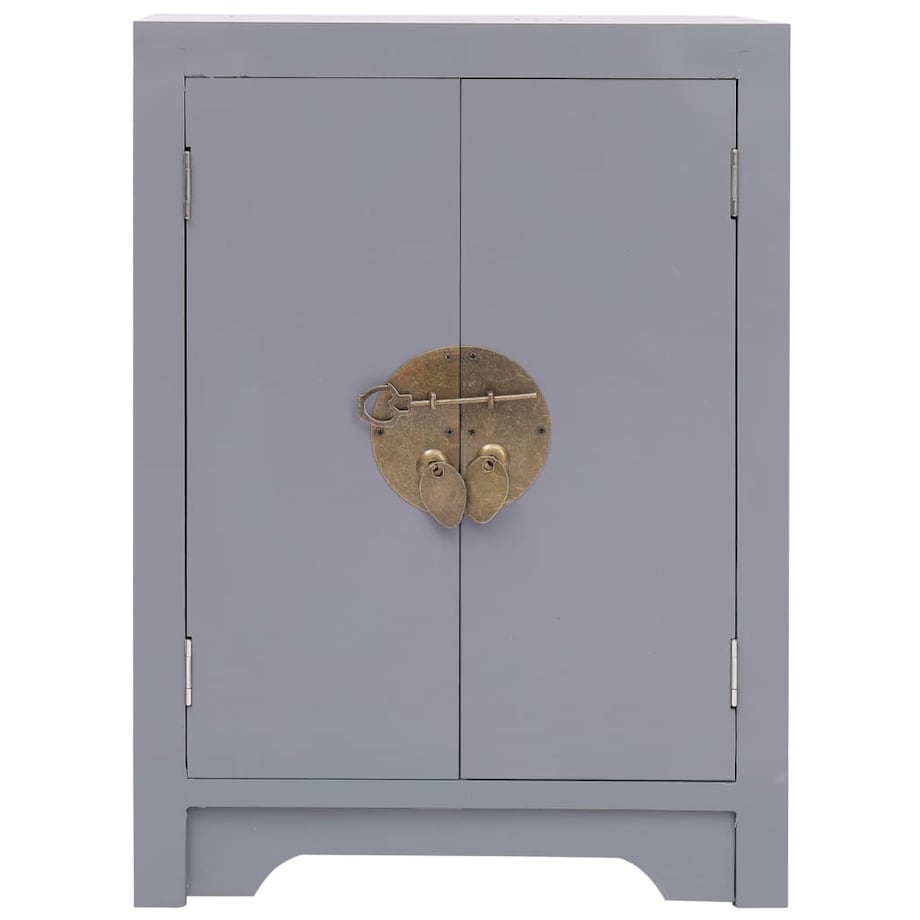 vidaXL Szafka nocna, szara, 38 x 28 x 52 cm, drewno paulownia