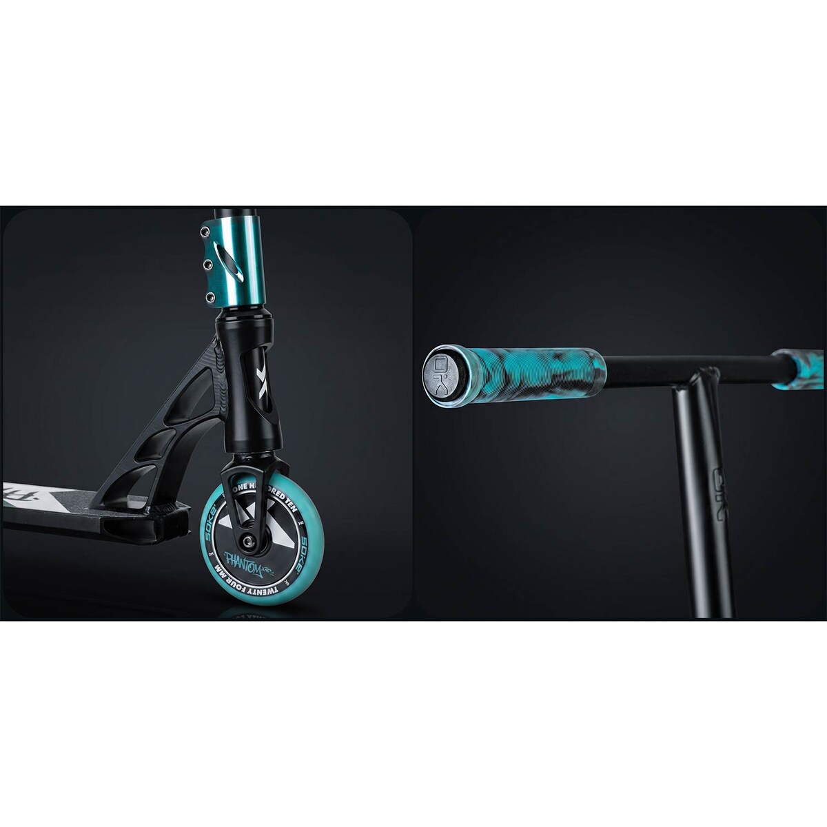 Hulajnoga wyczynowa Soke XTR czarny-turkus ABEC-9 110 mm