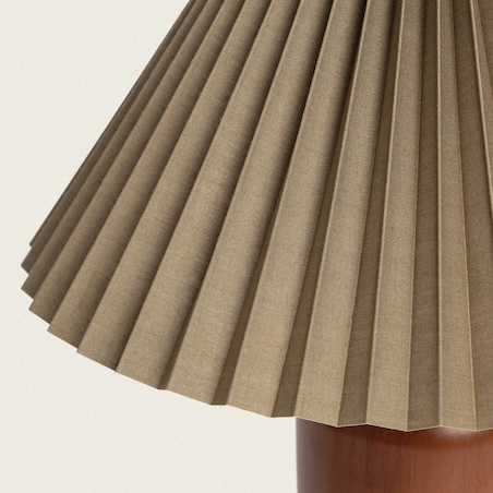 Lampa stołowa z drewniana khaki Plisse 35 cm