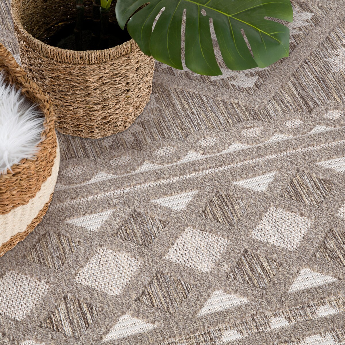 Dywan na zewnątrz i do wnętrz boho Sanori 4350 Brąz 160x230