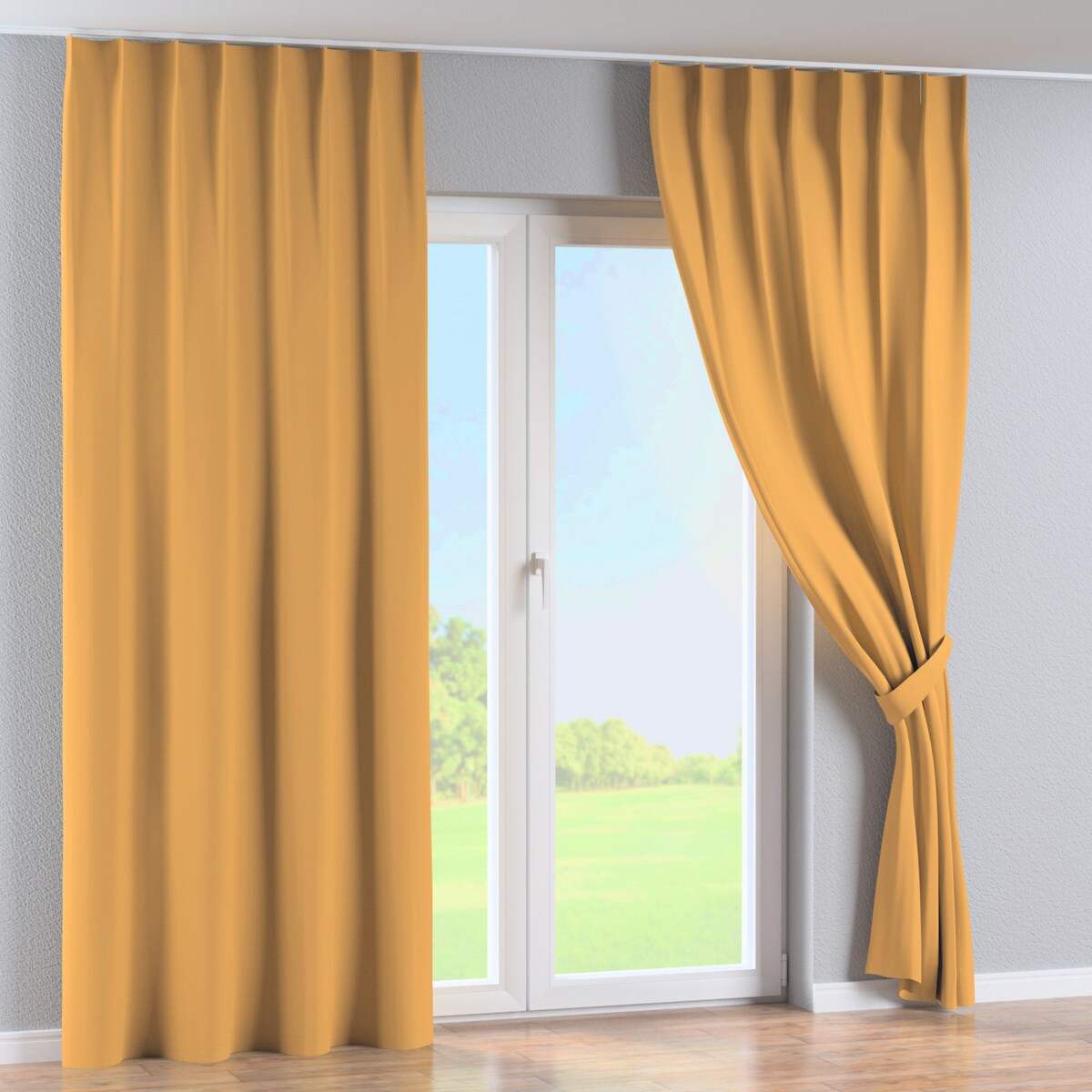 Zasłona na haczykach flex pojedynczych 130x260 miodowy żółty