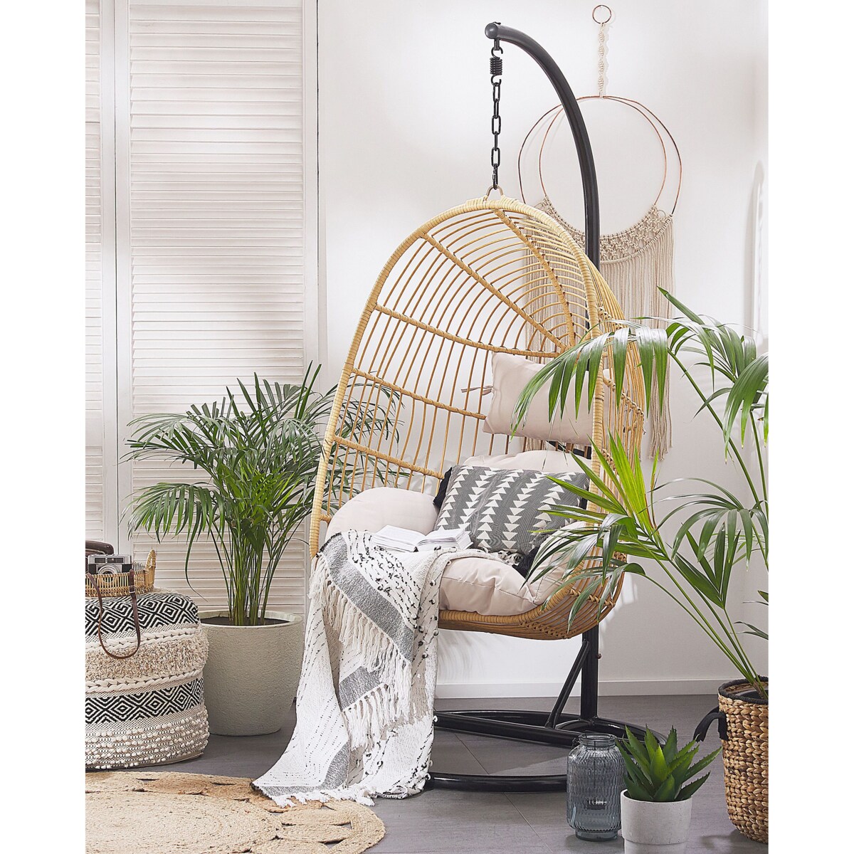 Fotel wiszący ze stojakiem CASOLI Technorattan Naturalny