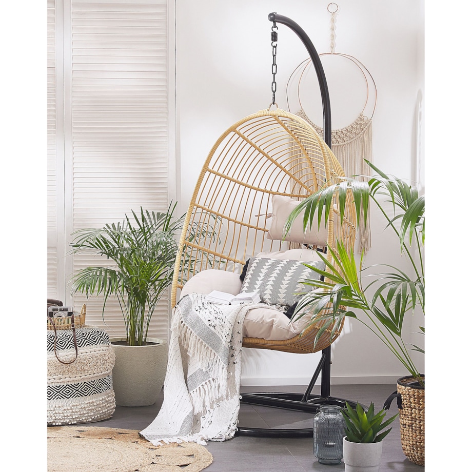 Fotel wiszący ze stojakiem CASOLI Technorattan Naturalny