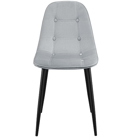 Krzesło tapicerowane welurowe pikowane do salonu jadalni szare z guzikami