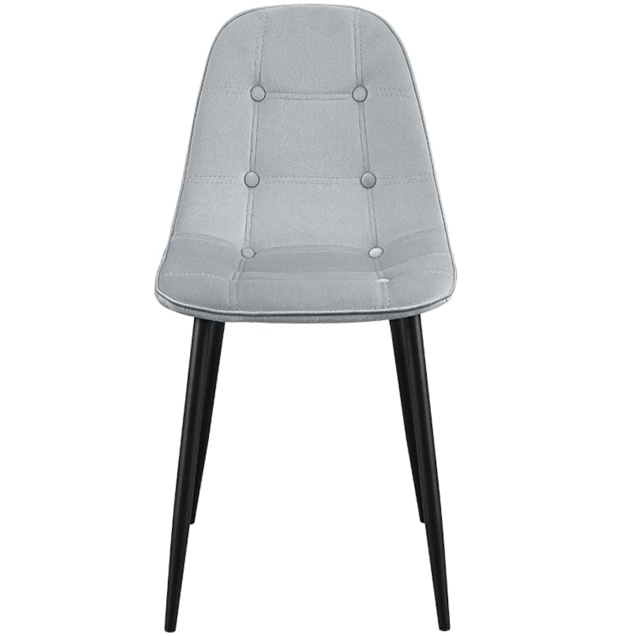 Krzesło tapicerowane welurowe pikowane do salonu jadalni szare z guzikami