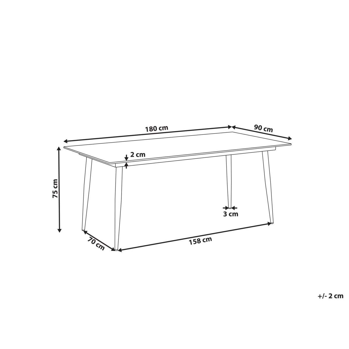 Stół ogrodowy TOLENTINO 180 cm 90 cm Efekt marmuru Szary marmur
