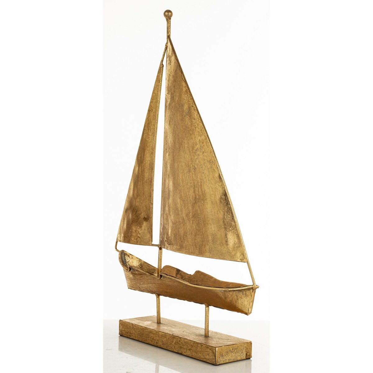 Dekoracja - złota żaglówka 43x31x6 cm KURUN z 2 żaglami