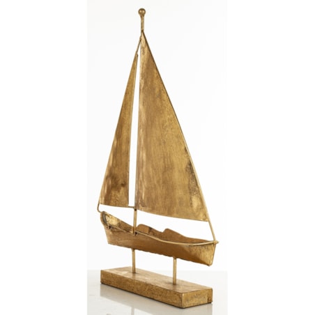 Dekoracja - złota żaglówka 43x31x6 cm KURUN z 2 żaglami