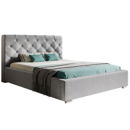 Łóżko sypialniane z pojemnikiem 180x200 BEN 11 - szare