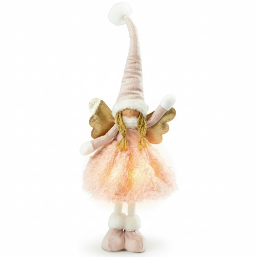 Aniołek Figurka Stojący 50 Cm Świąteczny Boże Narodzenie Różowa Czapka