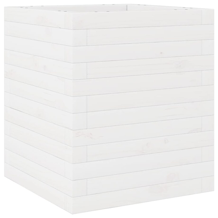 vidaXL Donica ogrodowa, biała, 40x40x46 cm, lite drewno sosnowe