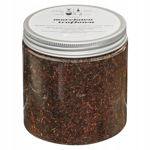 Herbata czarna MORELOWO TRUFLOWA o smaku wykwintnych trufli z nutą moreli - herbata liściasta sypana mieszanka napar susz - gotowa na prezent upominek