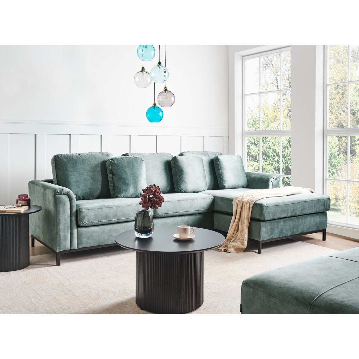 Narożnik lewostronny welurowy lazurowy OSLO