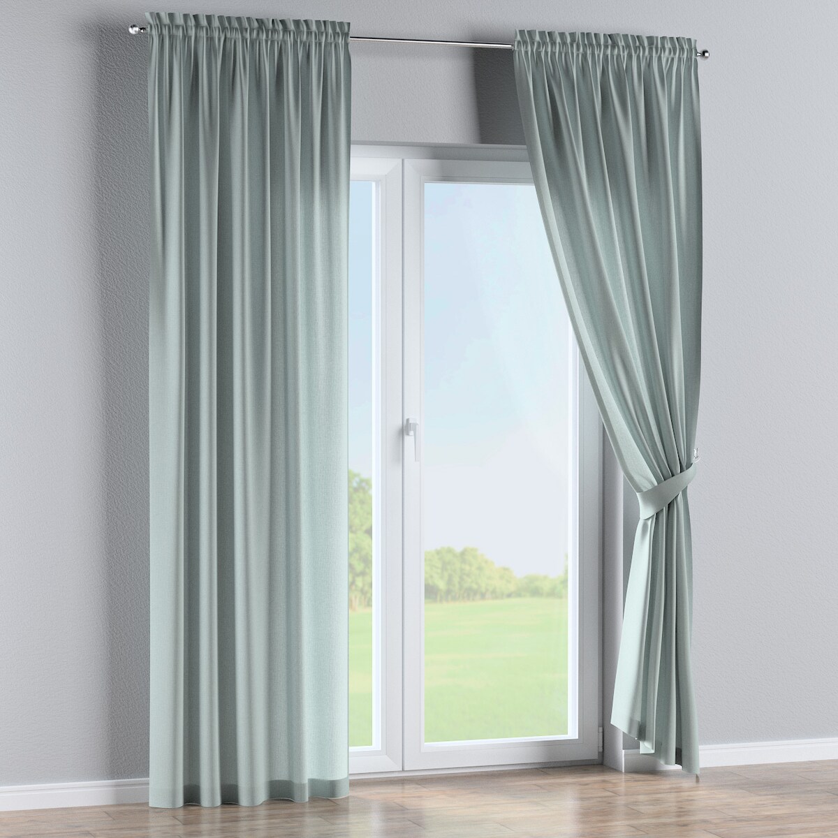 Zasłona na kanale z grzywką 1 szt. 130x260 zielony melanż