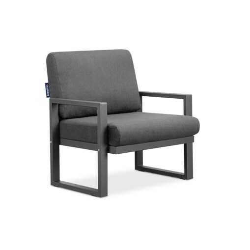 KONSIMO FRENA Antracytowy stalowy fotel ogrodowy w stylu industrialnym