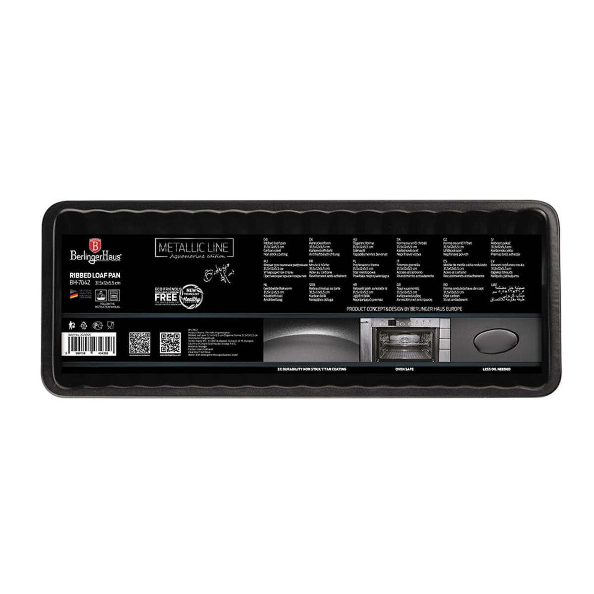 Karbowana forma blacha do pieczenia 31.5x12cm BERLINGER HAUS Aquamarine