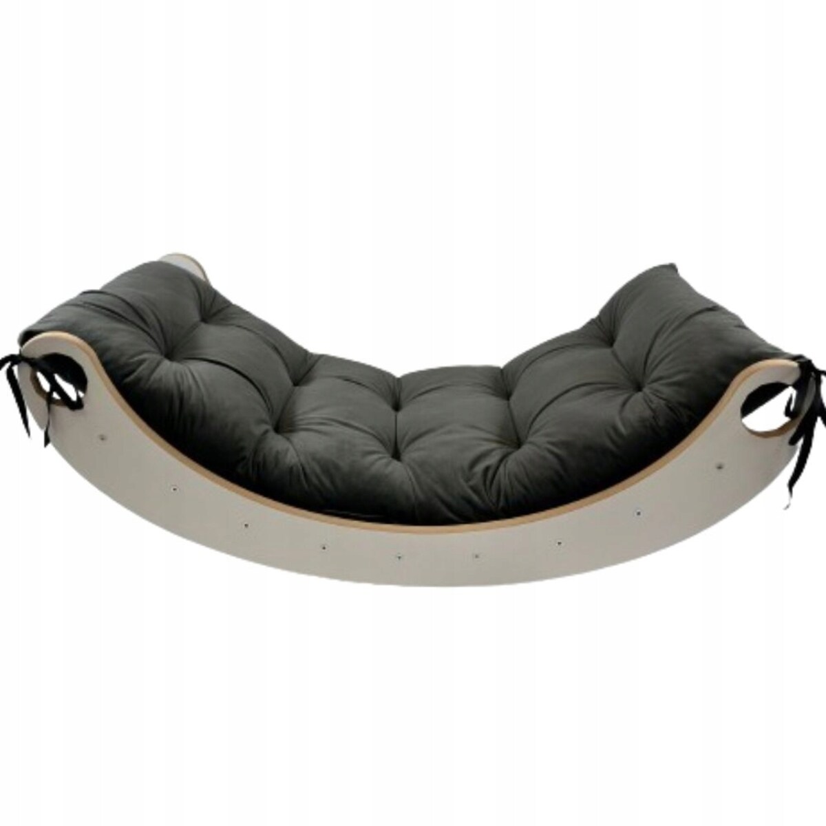 Drewniany Bujak Montessori dla Dziecka Mały + poduszka welurowa Grafit CE