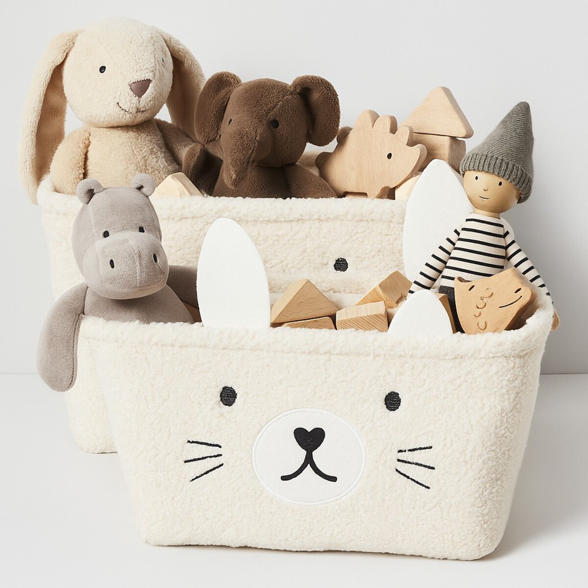 Pluszowe koszyki na zabawki NIMI, 2 pojemniczki