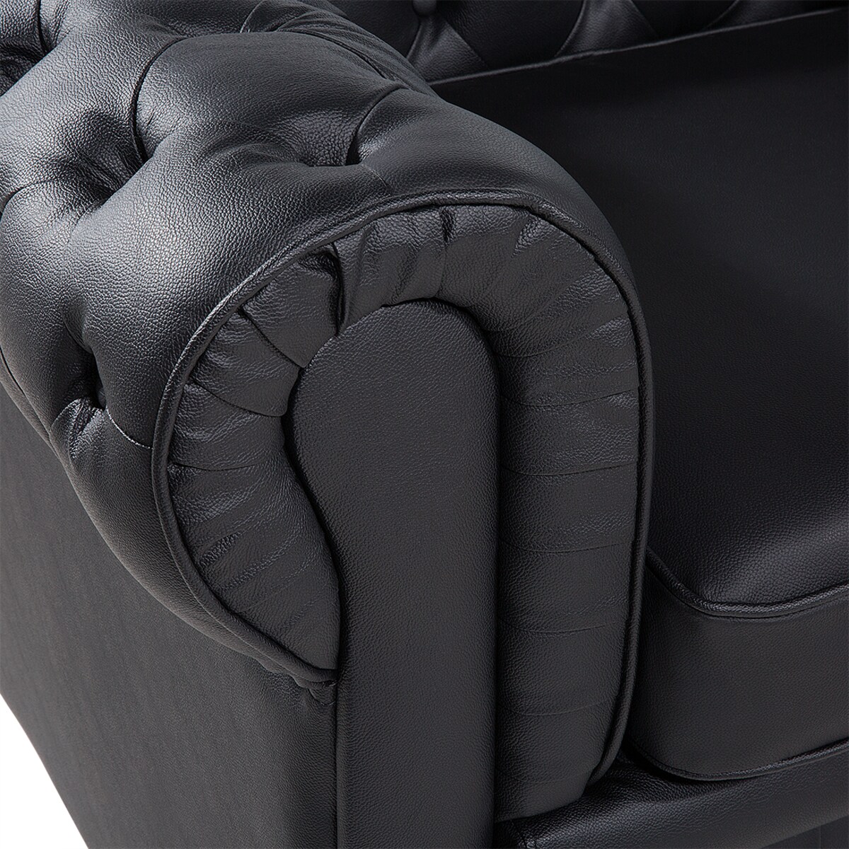 Fotel CHESTERFIELD Skóra naturalna Czarny