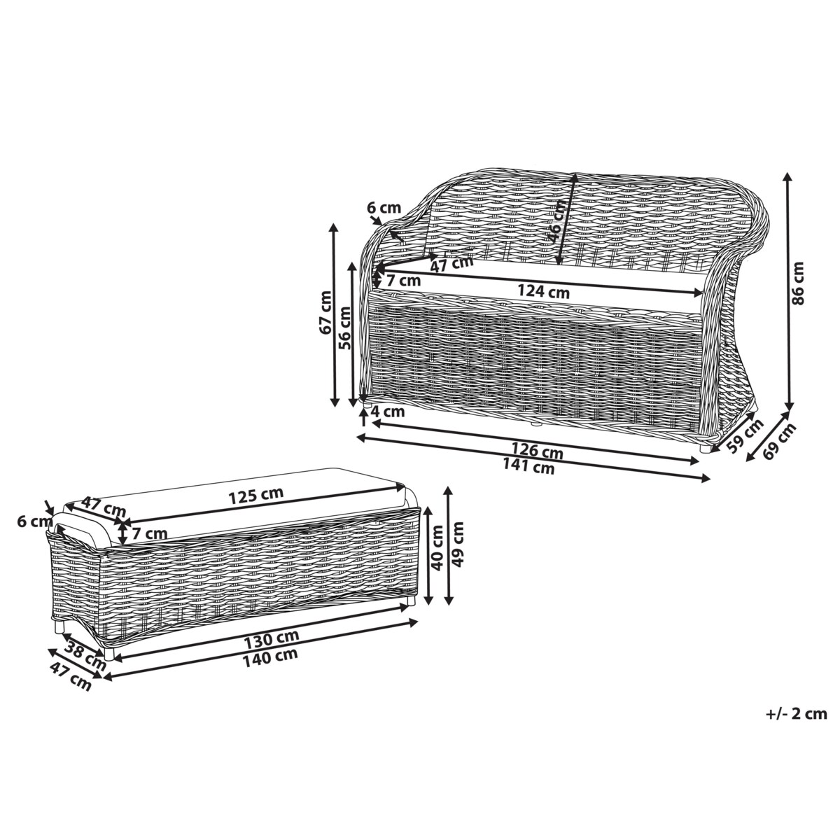 Sofa dwuosobowa SUSUA Rattan Naturalny
