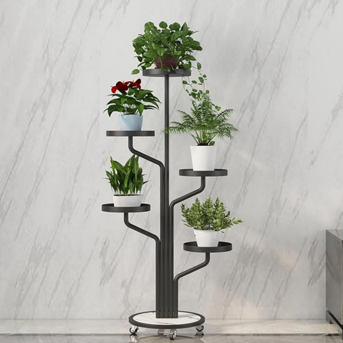 Kwietnik, regał, stojak na kwiaty metalowy okrągły na kółkach 130х40cm SZ38CZ