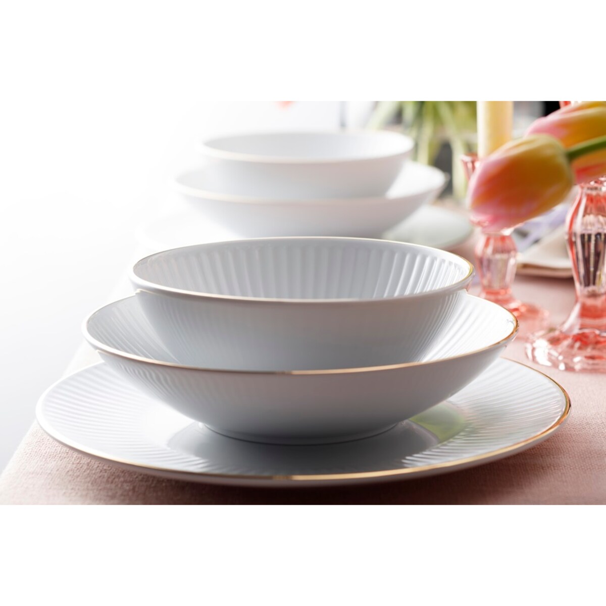 Serwis obiadowy dla 12 osób 44 el. Dalia złota linia 3612