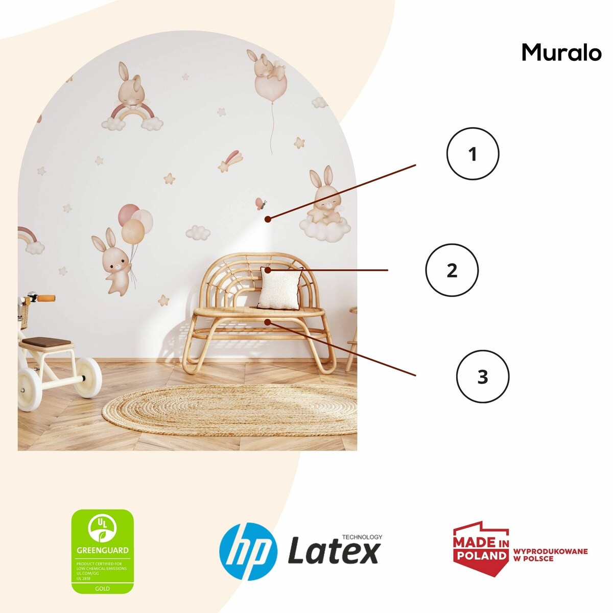 Naklejki Dla Dzieci Króliczki Gwiazdy Chmurki Tęcze Balony Motylki ZESTAW 120x60cm