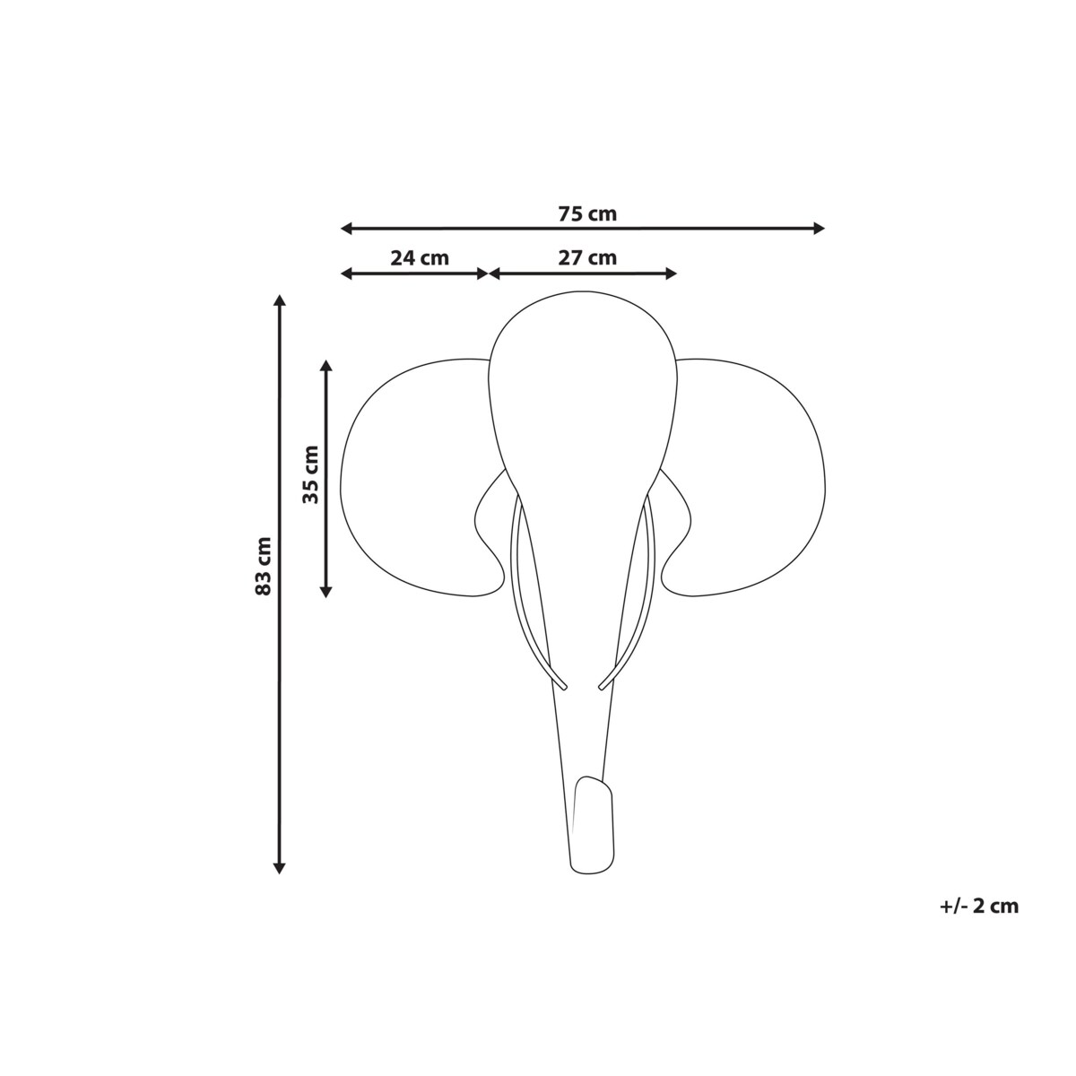 Rattanowa dekoracja ścienna słoń jasna GRUNEY