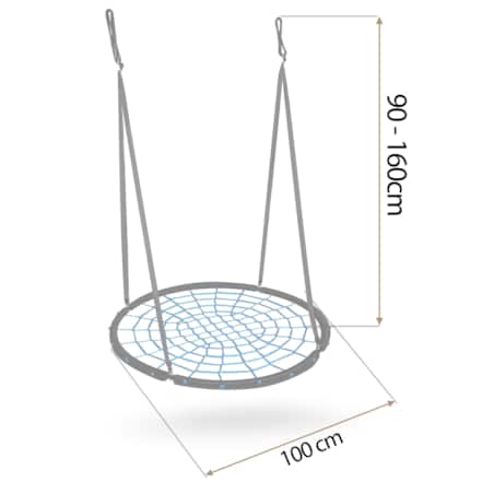 Huśtawka ogrodowa Neo-Sport bocianie gniazdo fotel wiszący 100 cm czarno-niebieska