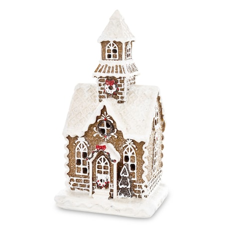 Dekoracja domek z piernika LED 22x12x10,5 cm z wieżyczką