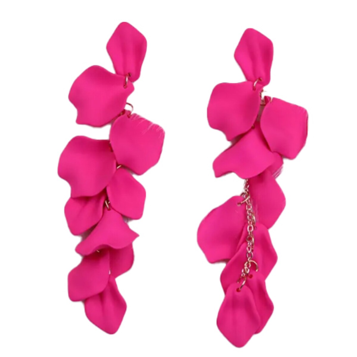 Kolczyki różowe płatki długie lekkie malinowe