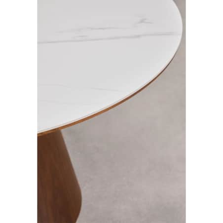 Stół jadalniany z ceramicznym blatem Ø120 cm Aura orzechowy