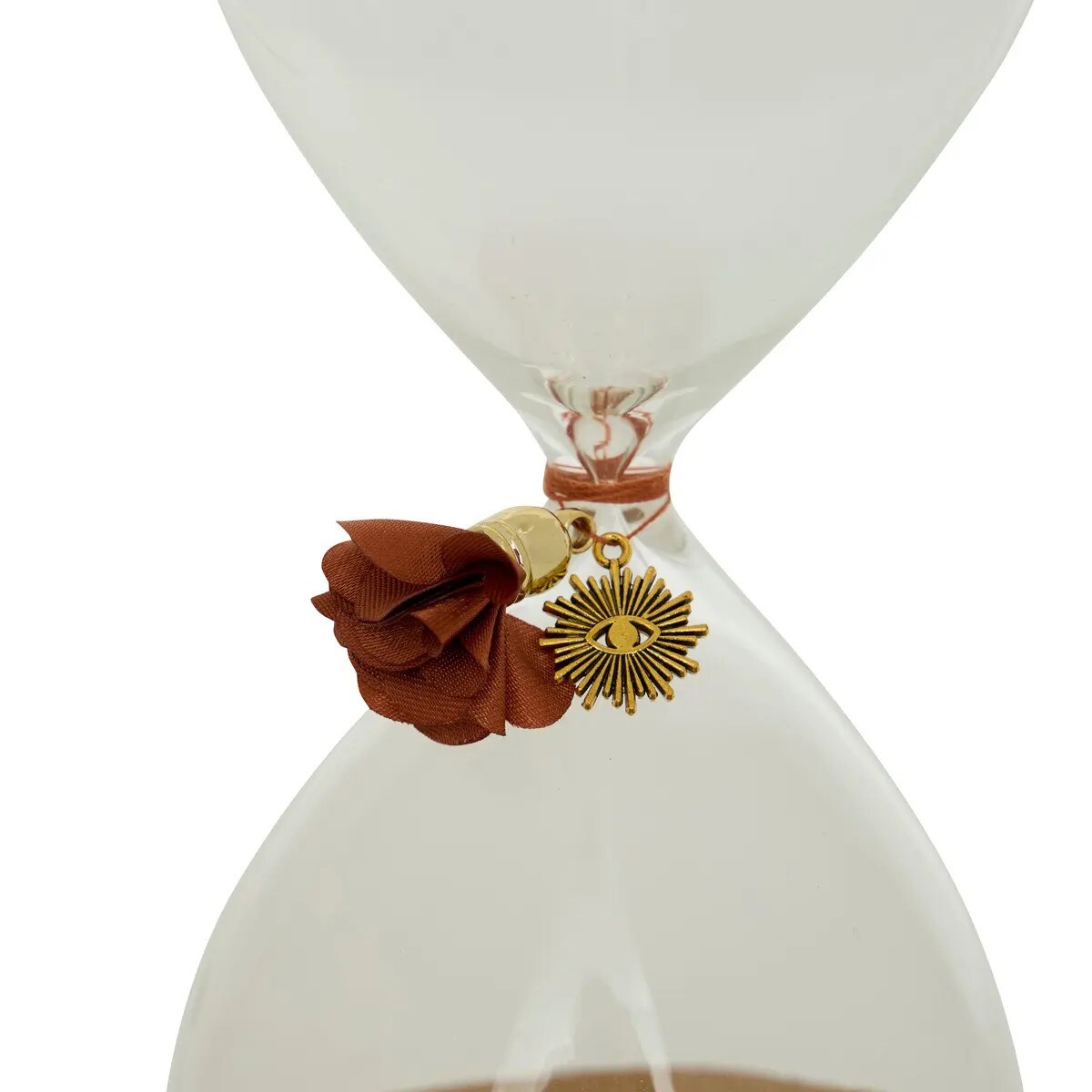 Ozdobna klepsydra z brokatowym piaskiem 20 cm, Belli, brązowa