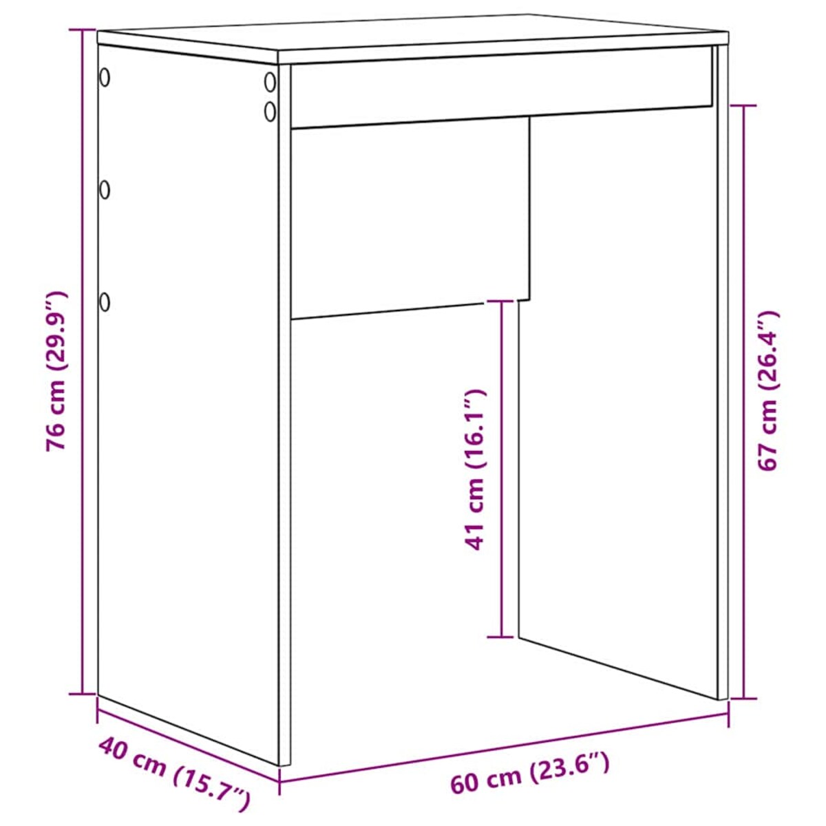 vidaXL Biurko Biały 60 x 40 x 76 cm Materiał drewnopochodny