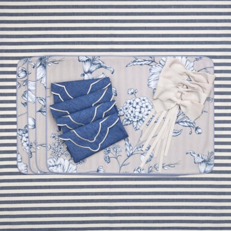 Podkładki dwustronne Blossom Blue & Stripes - 6 sztuk