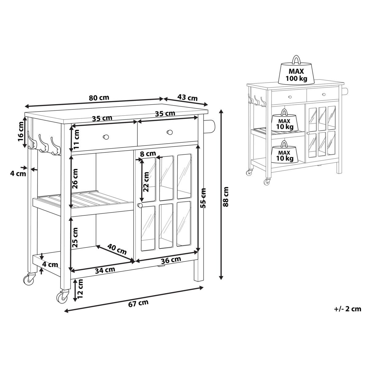 Wózek kuchenny GENOA Czarny