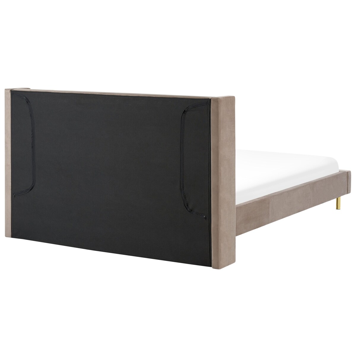 Łóżko welurowe 180 x 200 cm beżowoszare VILLETTE