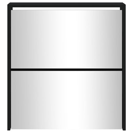 vidaXL Szafka na buty z lustrem i 2 szufladami, czarna, 63x17x67 cm