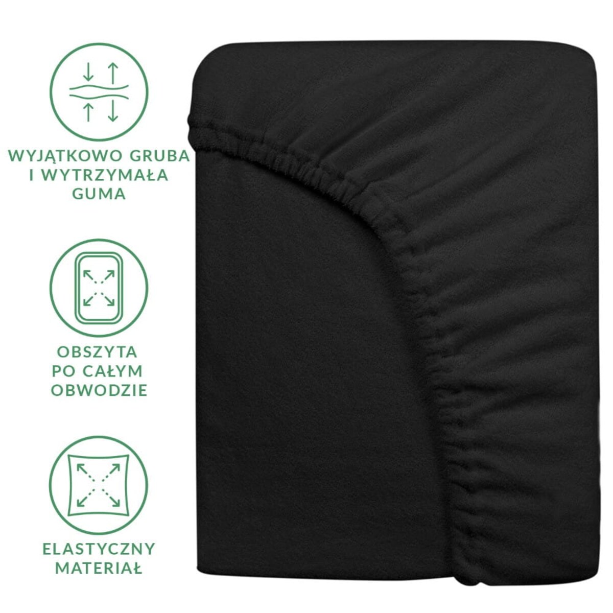 Prześcieradło frotte z gumką 90x200 kolor czarny