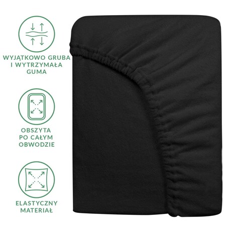 Prześcieradło frotte z gumką 90x200 kolor czarny