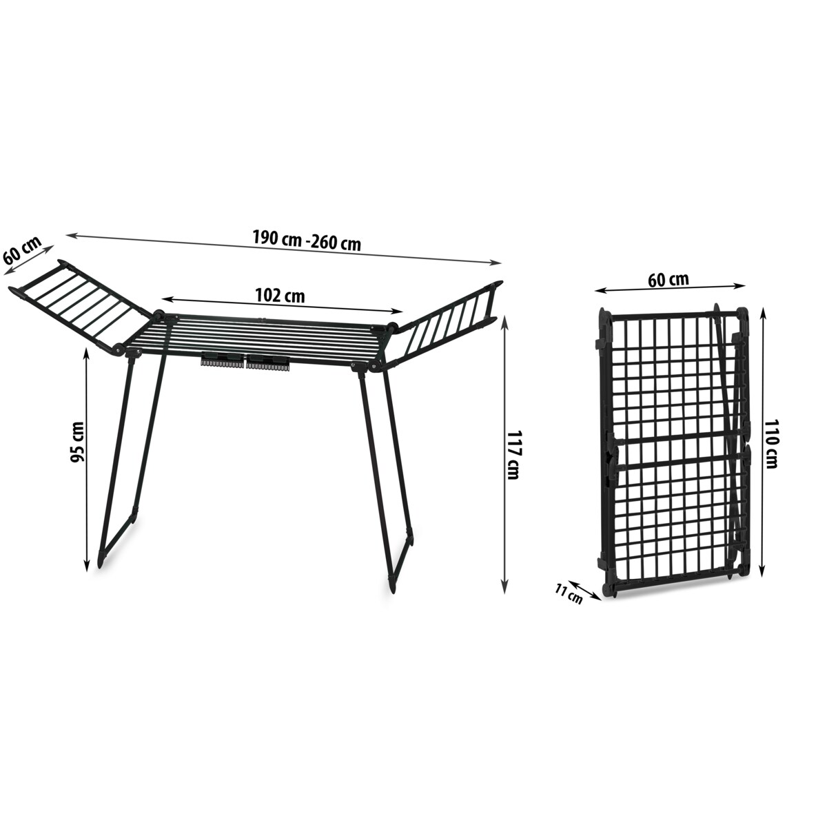 Suszarka na pranie rozkładana teleskopowa stojąca 27m Massido Lydia czarna