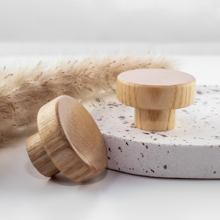 Gałka meblowa drewniana uchwyt do mebli szafek szuflad okrągły dąb