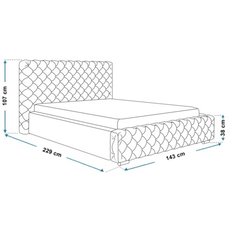Łóżko tapicerowane z pojemnikiem 120x200 BEN 12 - czarne