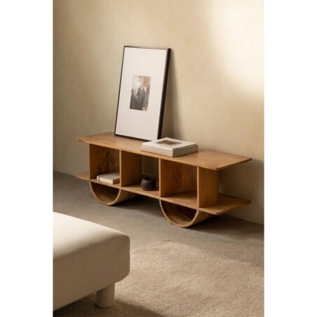 Szafka RTV z drewna akacjowego 150x35 cm Flin