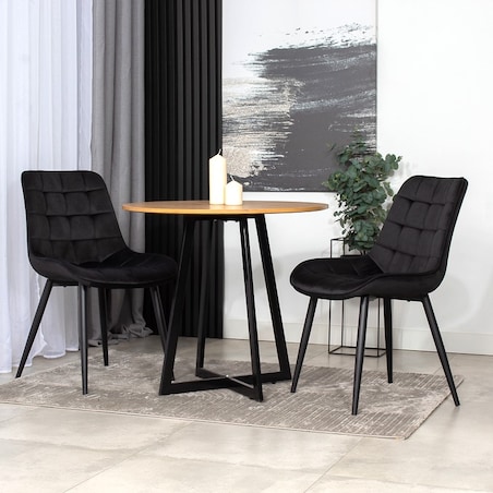 Krzesło tapicerowane czarne welurowe do salonu jadalni