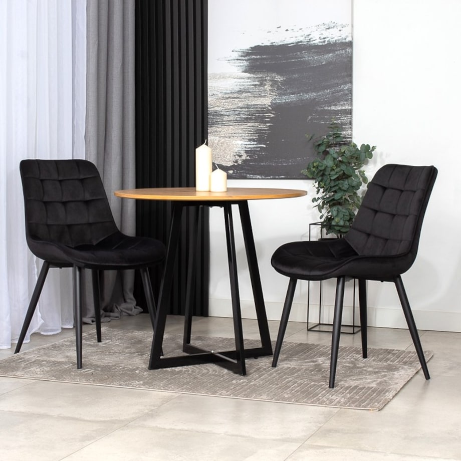 Krzesło tapicerowane czarne welurowe do salonu jadalni