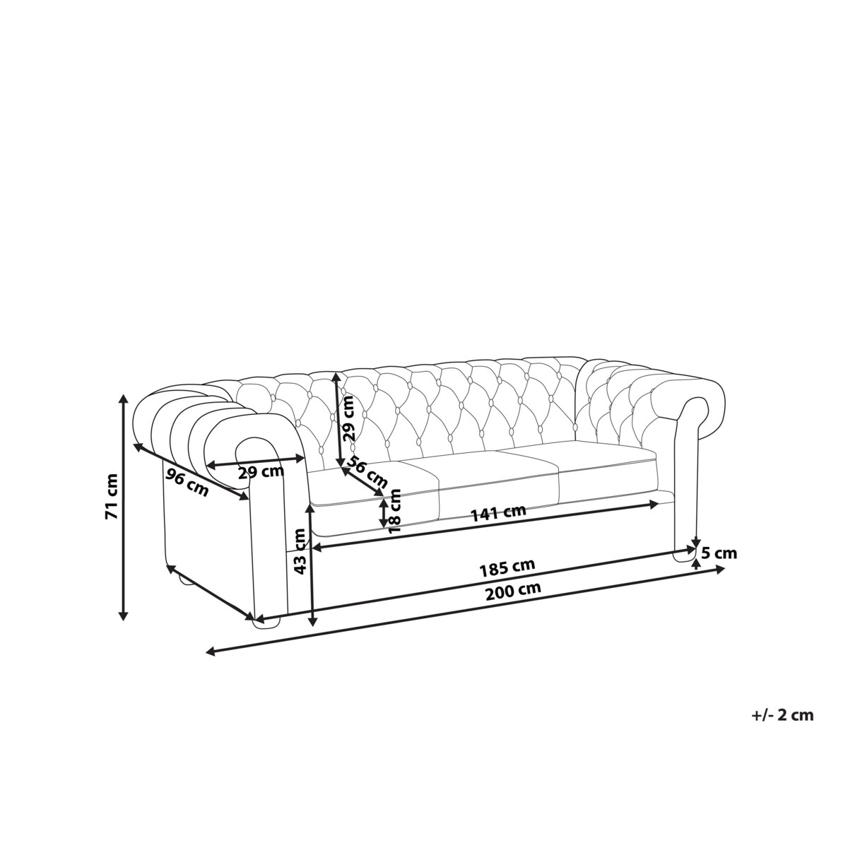 Sofa 3-osobowa patchworkowa fioletowa CHESTERFIELD