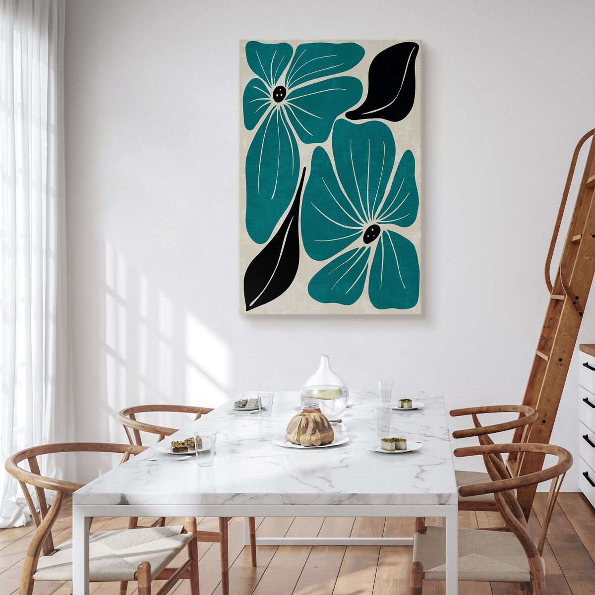 Obraz Turkusowe Egzotyczne Kwiaty 30x40cm