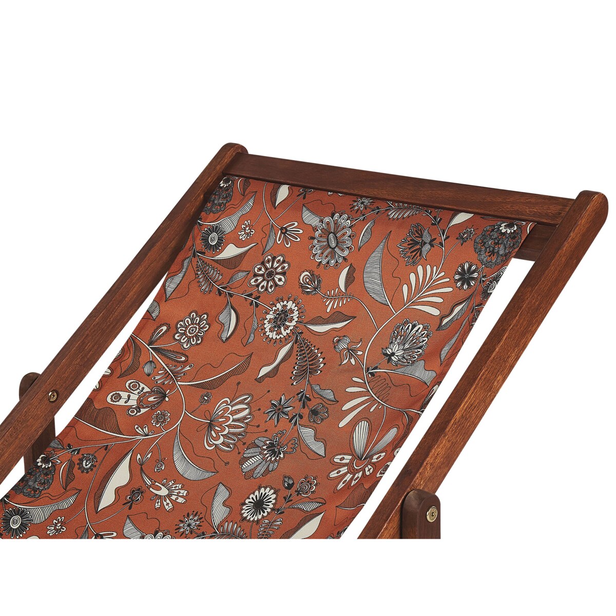 Zestaw 2 leżaków ogrodowych ciemne drewno akacjowe wzór w kwiaty czerwony ANZIO