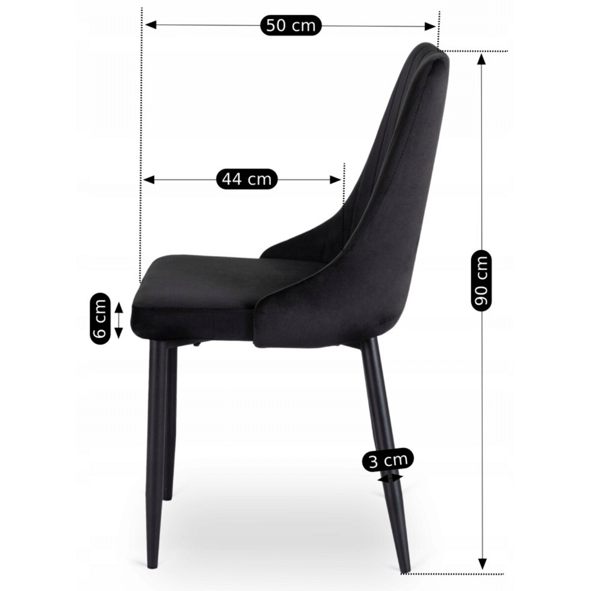 Krzesło Tapicerowane Welurowe Czarne Do Jadalni Salonu Kuchenne Loft BARI